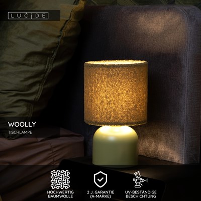 Lucide WOOLLY - Tischlampe - Ø 16 cm - 1xE14 - Grün